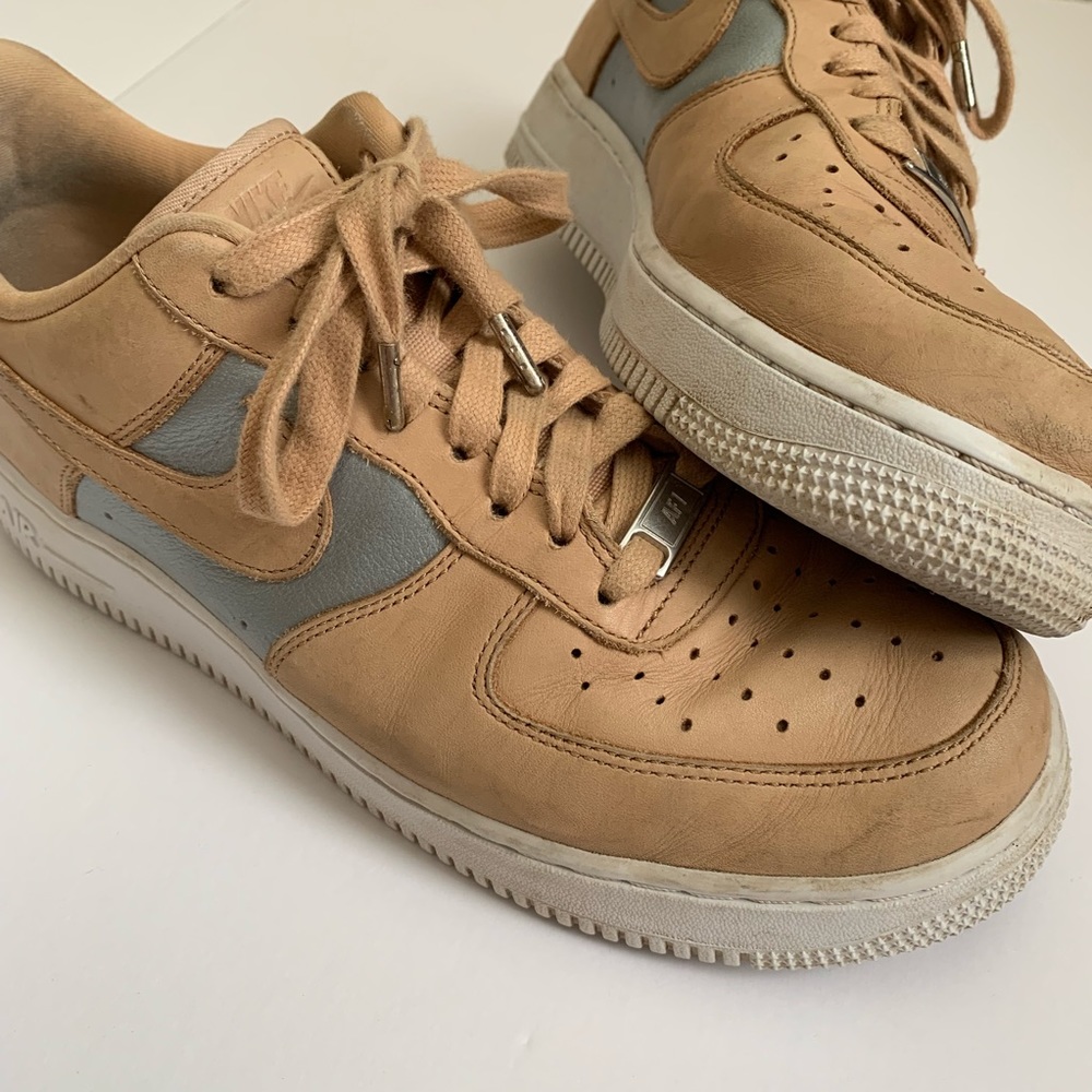 Nike Air Force 1’s — tan & silver